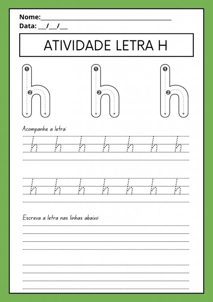 Atividades com a Letra H Maiúscula e Minúscula Para Imprimir