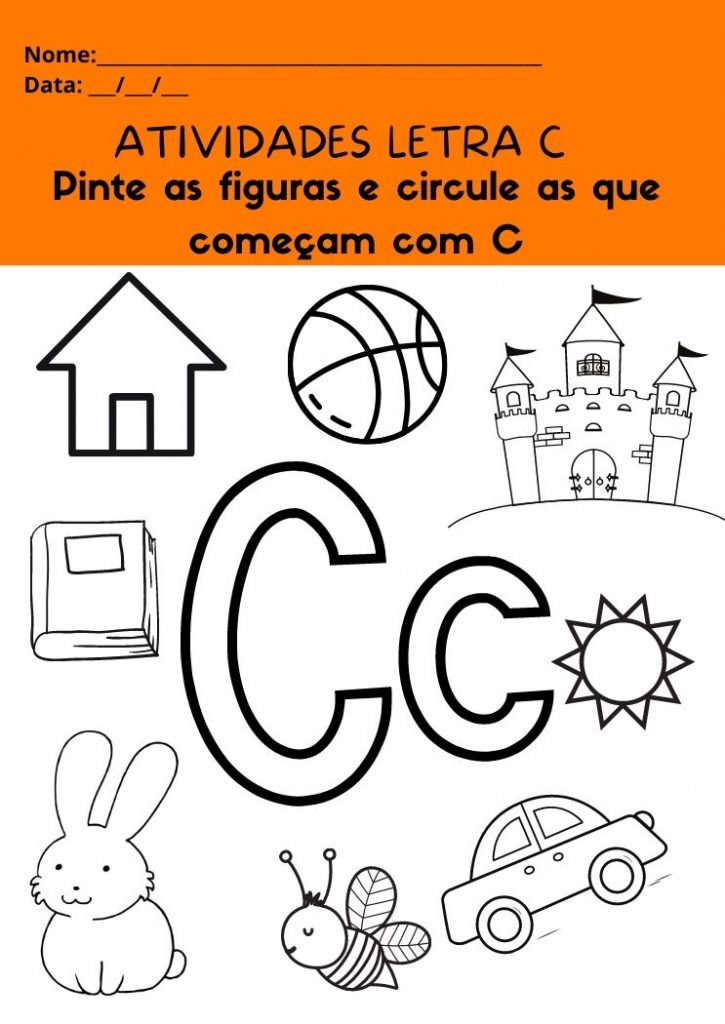 Atividades com a Letra C Maiúscula e Minúscula para Imprimir