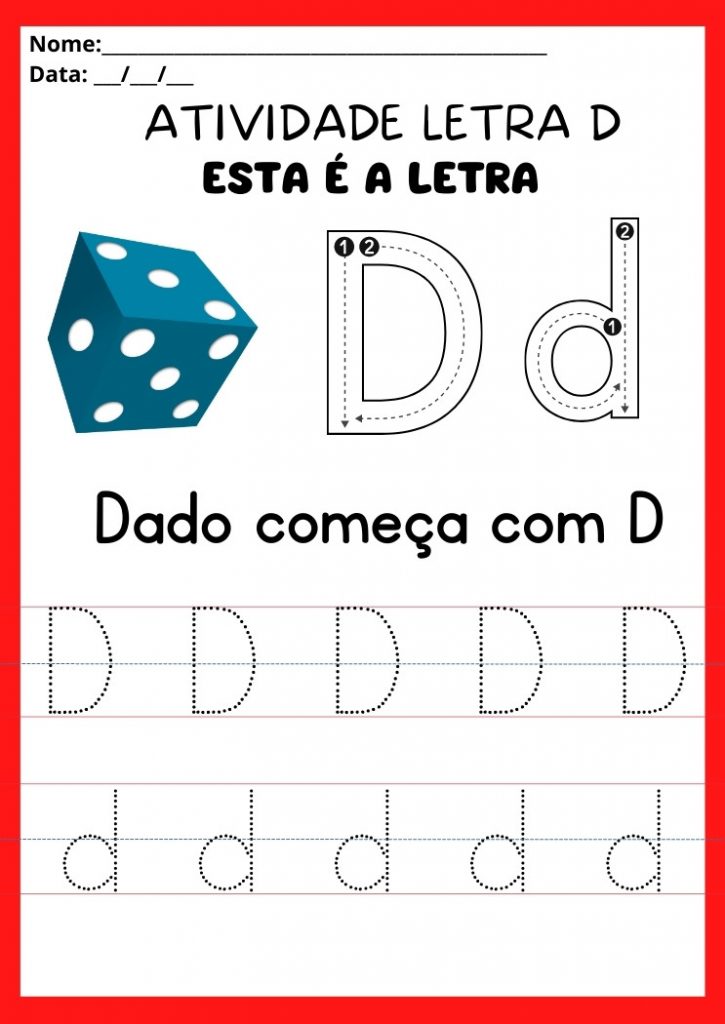 Atividades com a Letra D Maiúscula e Minúscula para Imprimir