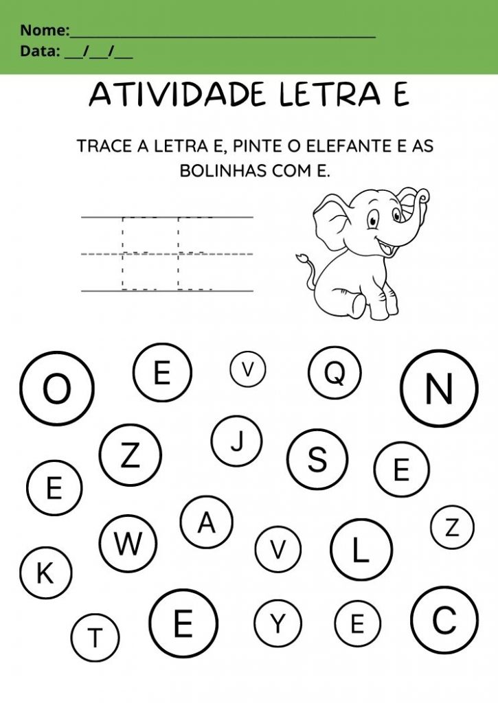 Atividades com a Letra E Maiúscula e Minúscula para Imprimir