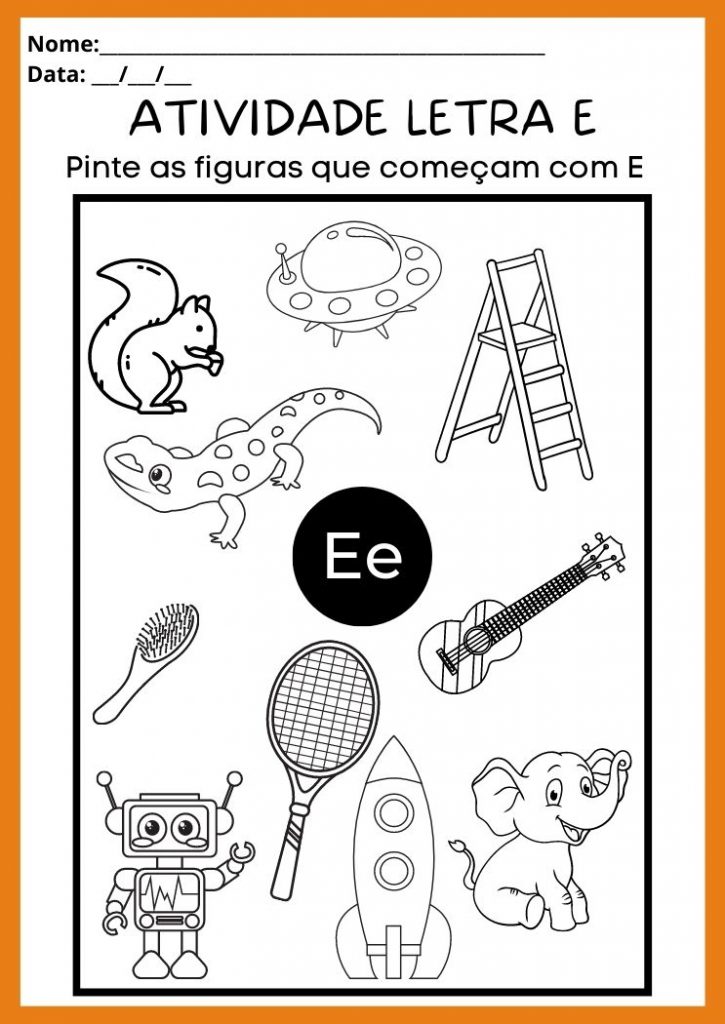 Atividades com a Letra E Maiúscula e Minúscula para Imprimir