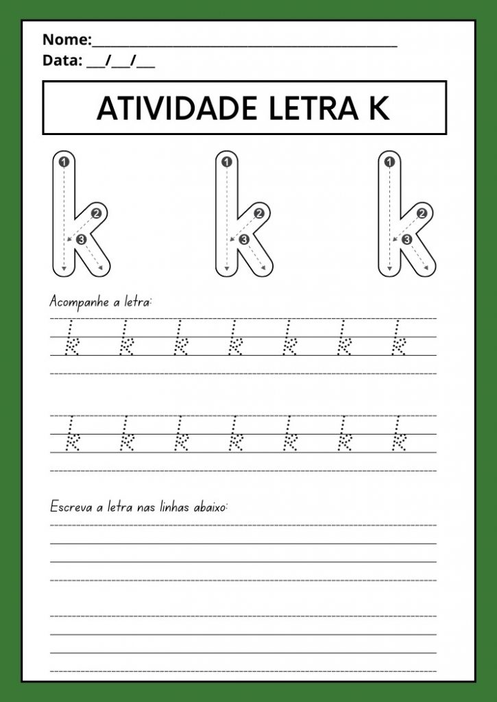 Atividades com a Letra K Maiúscula e Minúscula para Imprimir