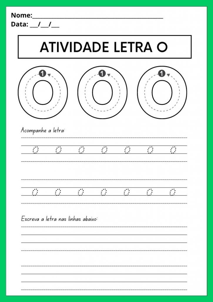 Atividades com a Letra O Maiúscula e Minúscula para Imprimir