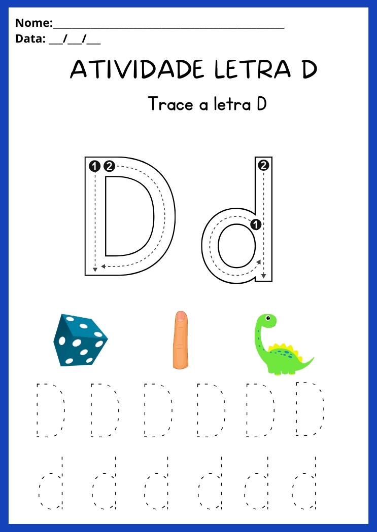 Atividade de trace a letra D maiúscula e minúscula para imprimir