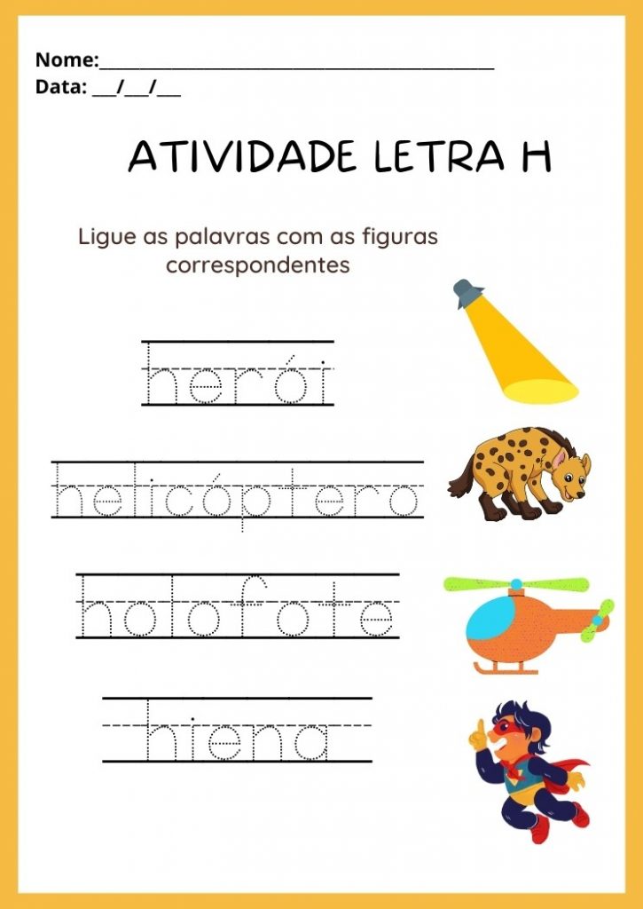 Atividades com a Letra H Maiúscula e Minúscula Para Imprimir