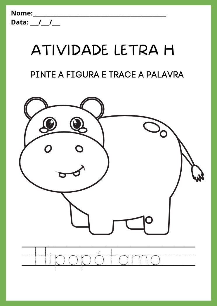 ATIVIDADE DE EDUCAÇÃO INFANTIL - LETRA H