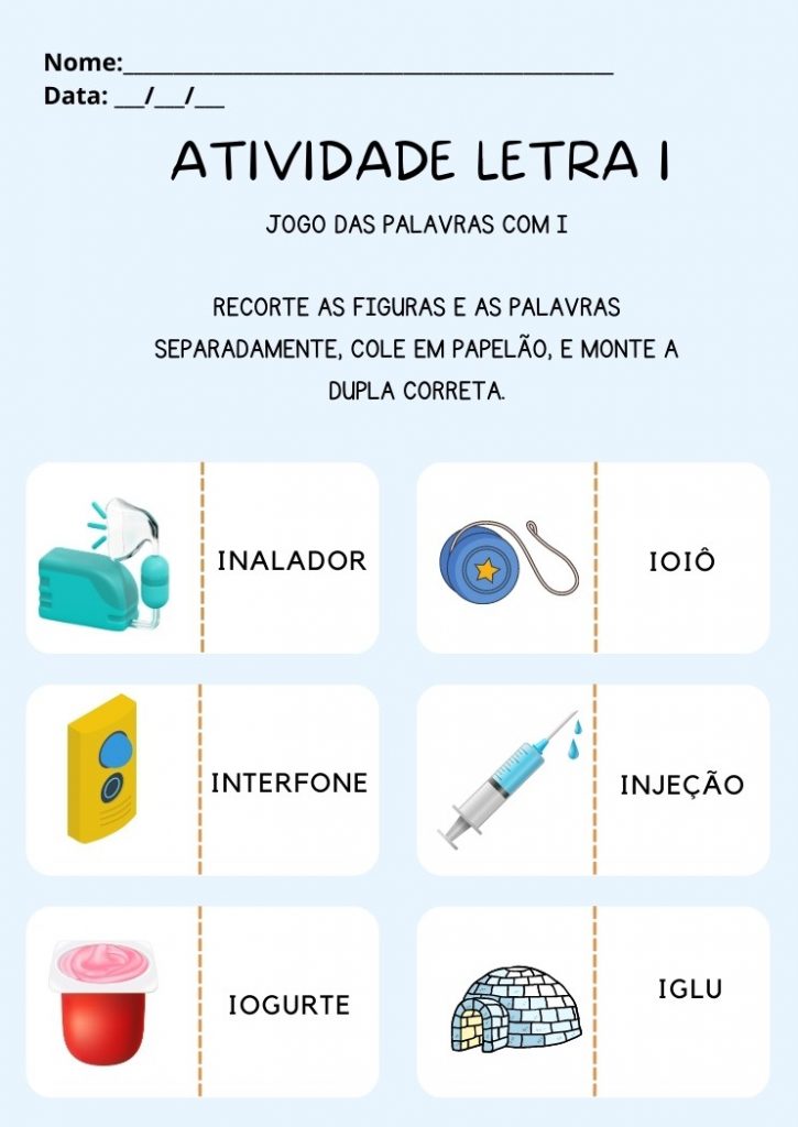 Atividades com a Letra I Maiúscula e Minúscula para Imprimir