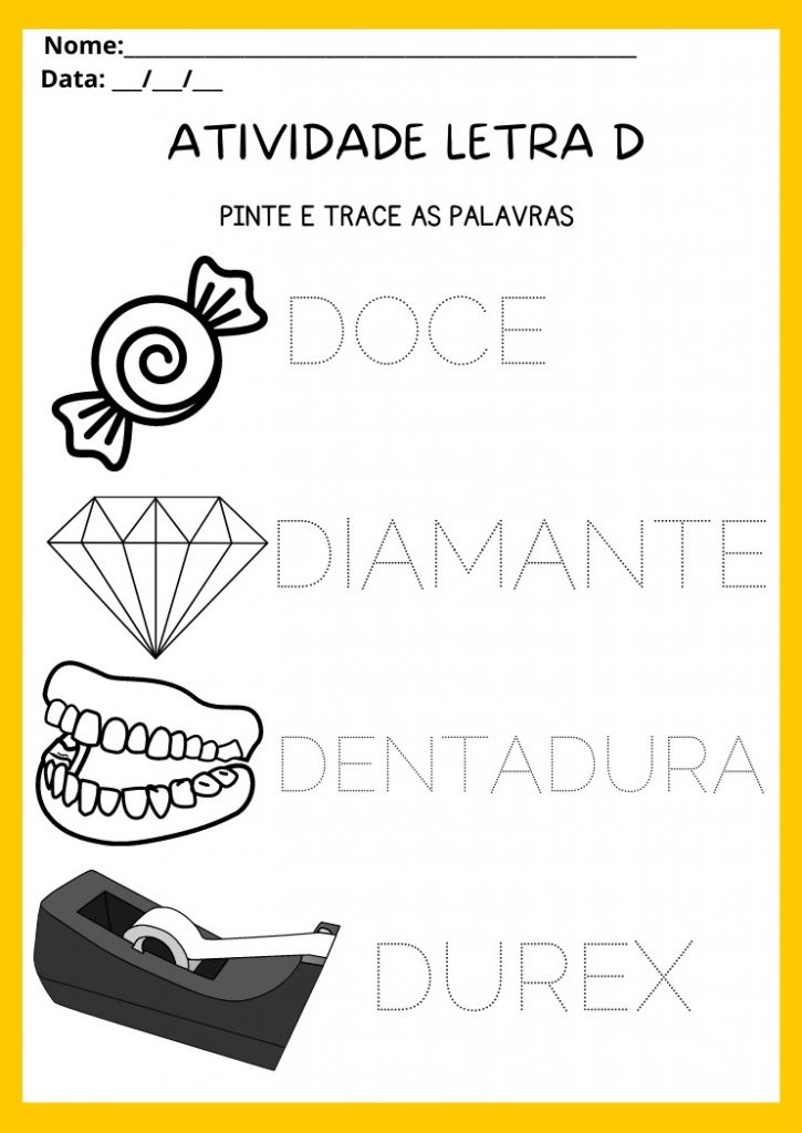 Atividades com a Letra D Maiúscula e Minúscula para Imprimir