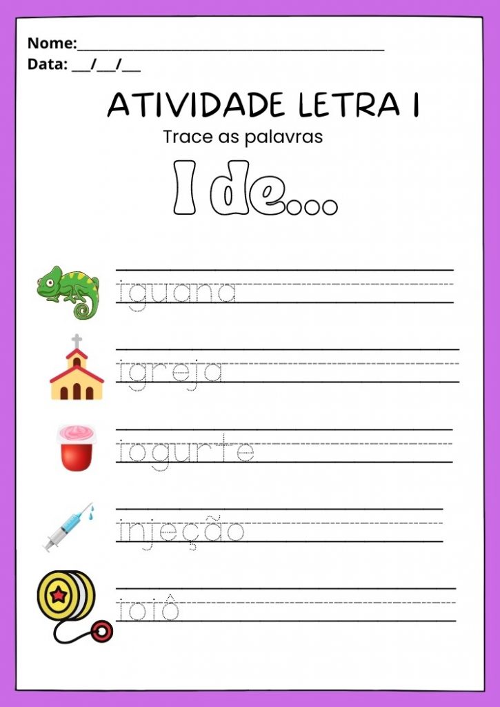 Atividades com a Letra I Maiúscula e Minúscula para Imprimir