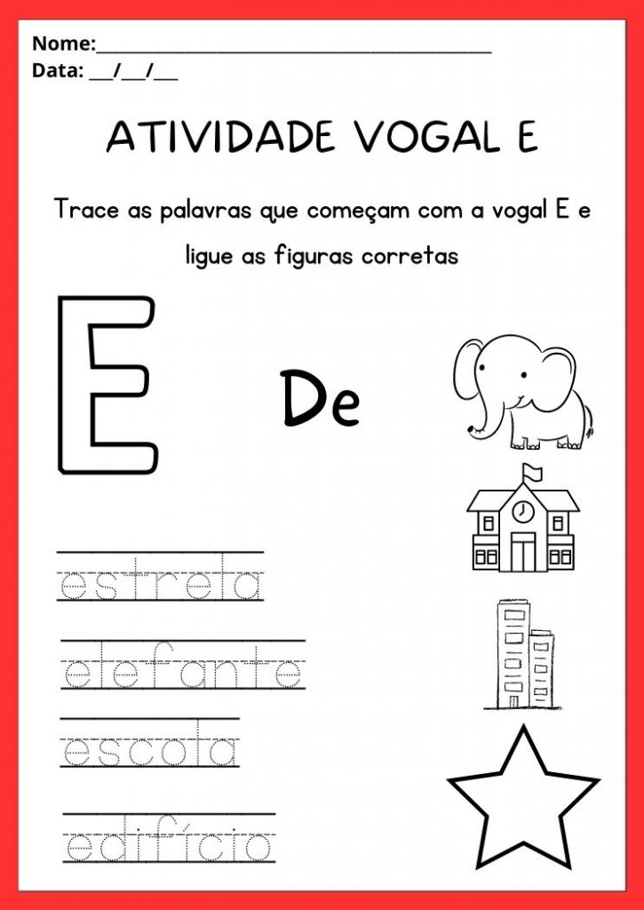 Atividades Vogal E para Imprimir