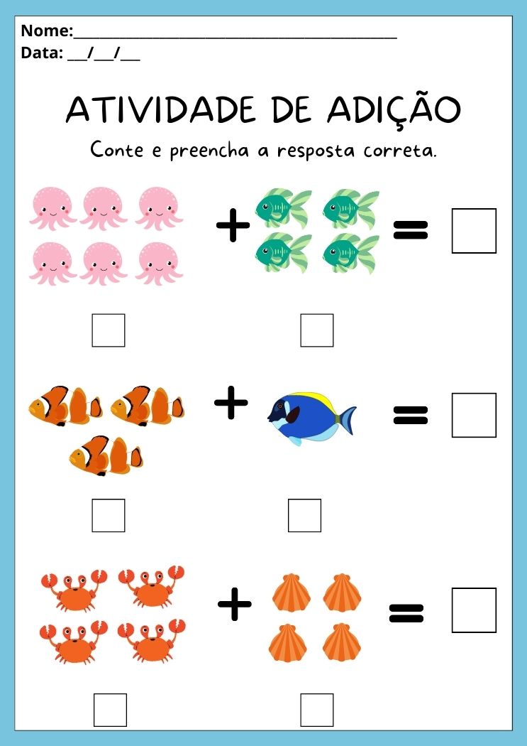 Atividade sobre Adição para a Educação Infantil