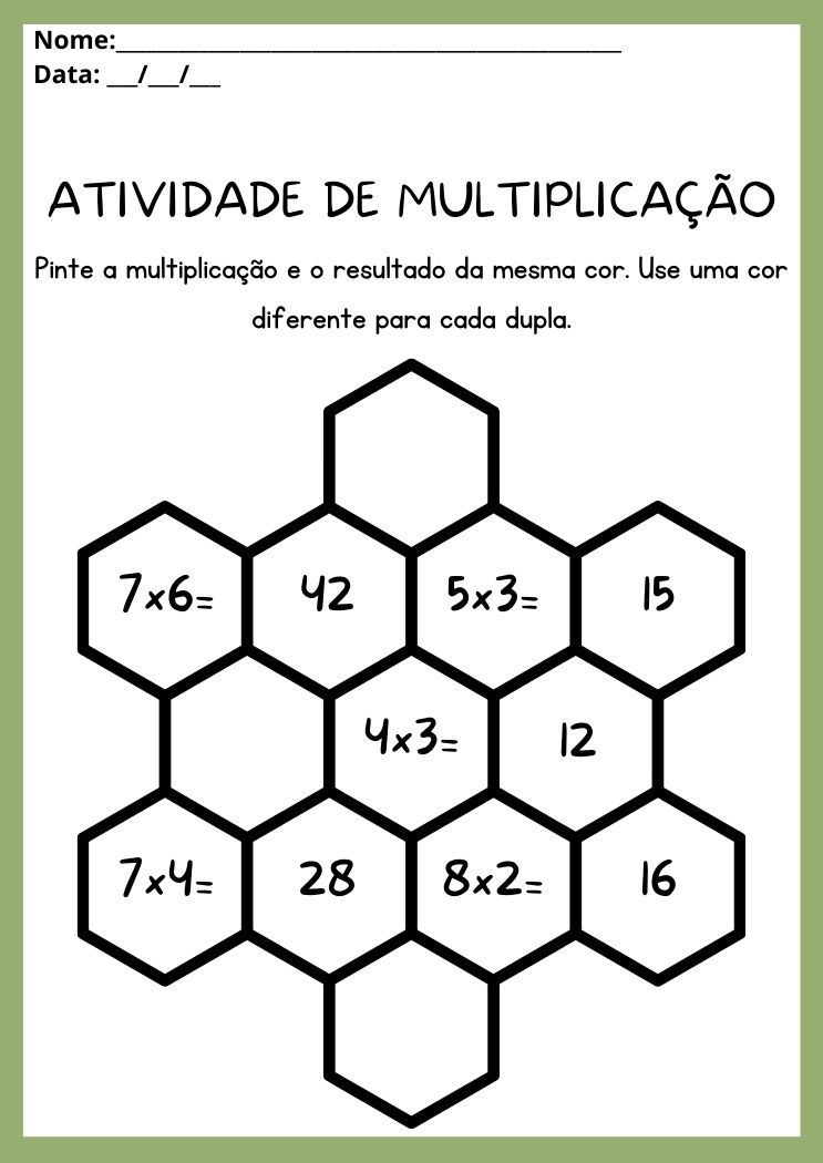 tabuada de multiplicação para imprimir - Matemática