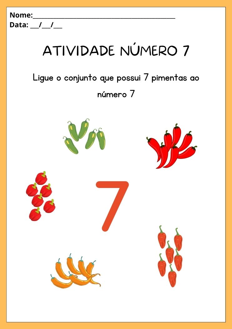 Atividade ligue o grupo que possui 7 pimentas ao número 7 para imprimir