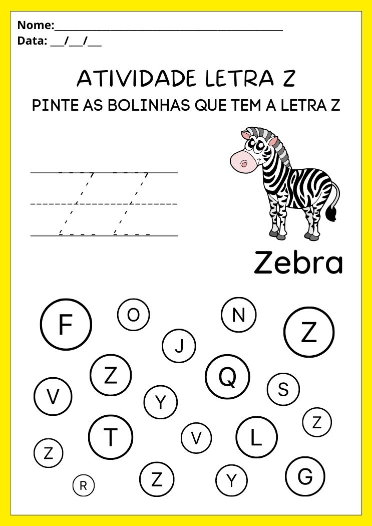 Quebra Cabeça Para Alfabetização: Letra Z.