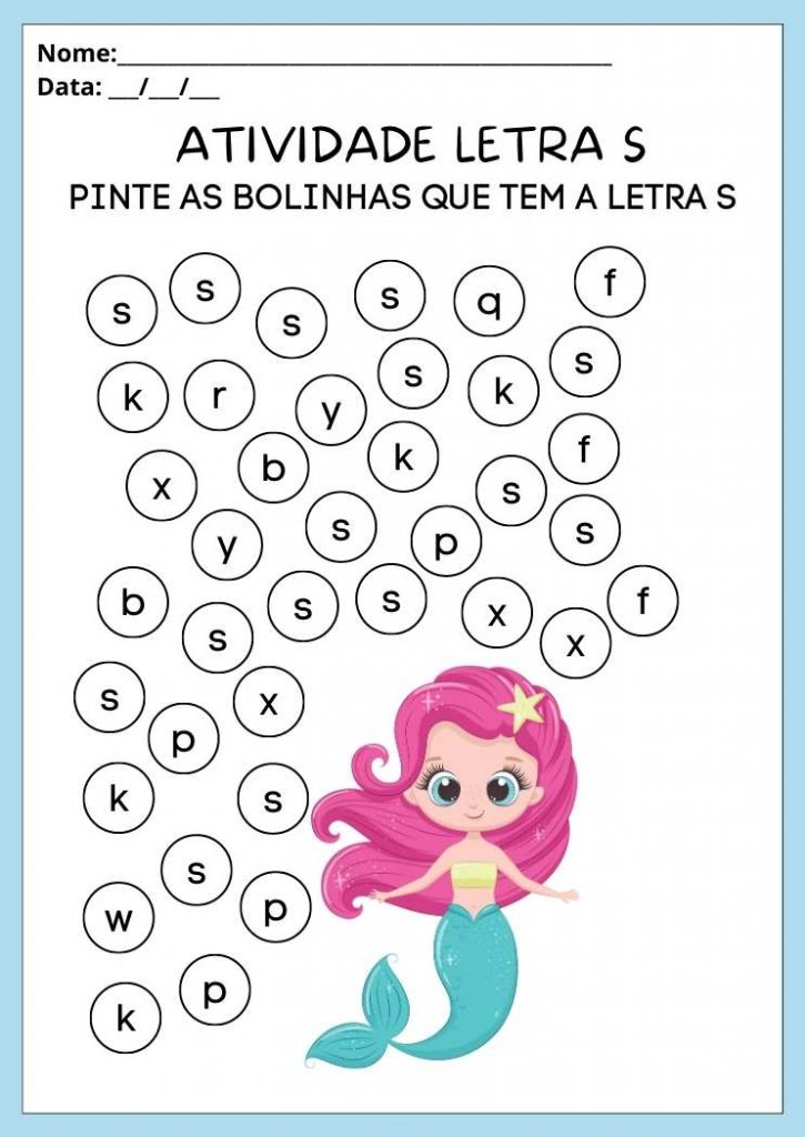 Atividades com a Letra S Maiúscula e Minúscula para Imprimir