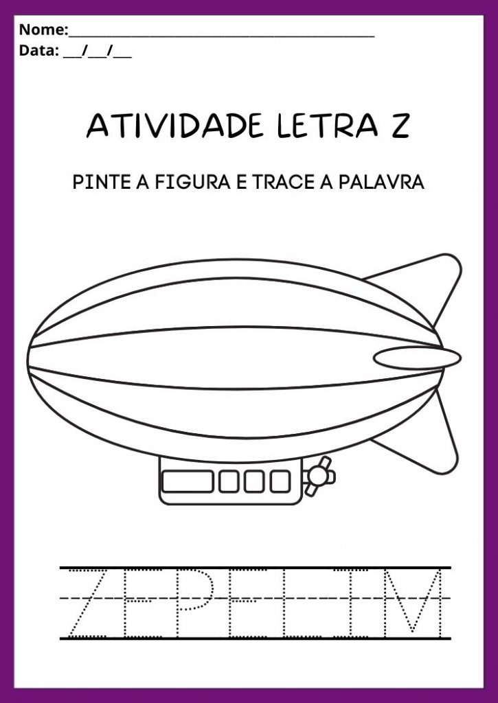 Atividades com a Letra Z Maiúscula e Minúscula para Imprimir