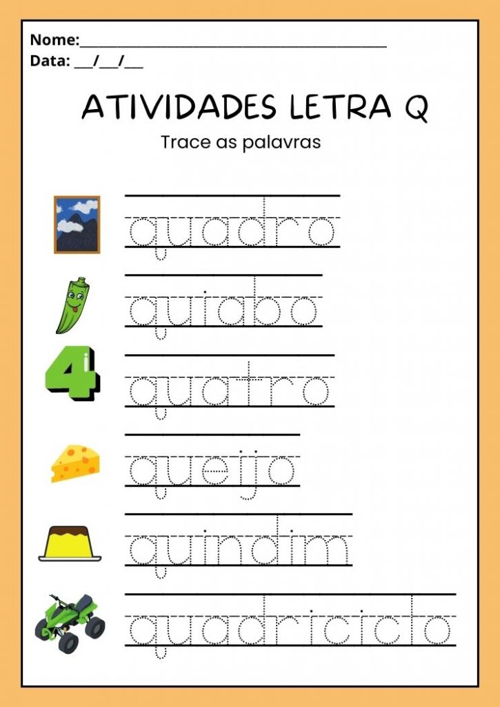 Atividades com a Letra Q Maiúscula e Minúscula para Imprimir