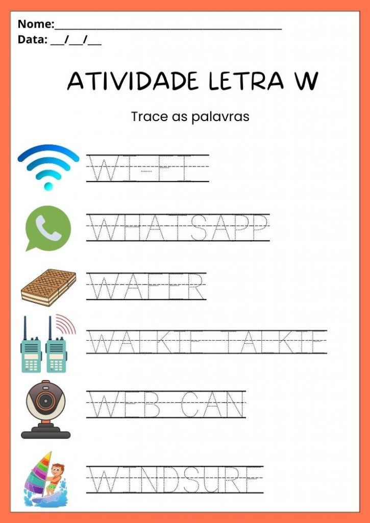 Atividades com a Letra W Maiúscula e Minúscula para Imprimir