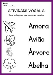 Atividades Vogal A para Imprimir