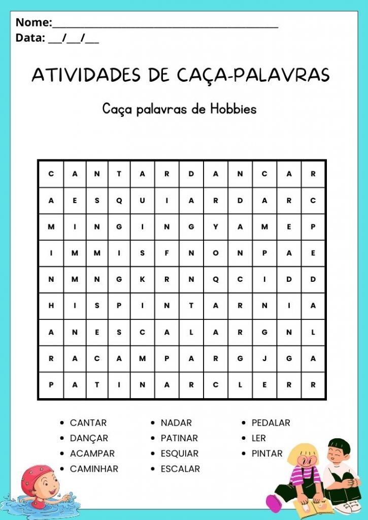 Atividades de Caça-Palavras para 1º, 2º e 3º ano