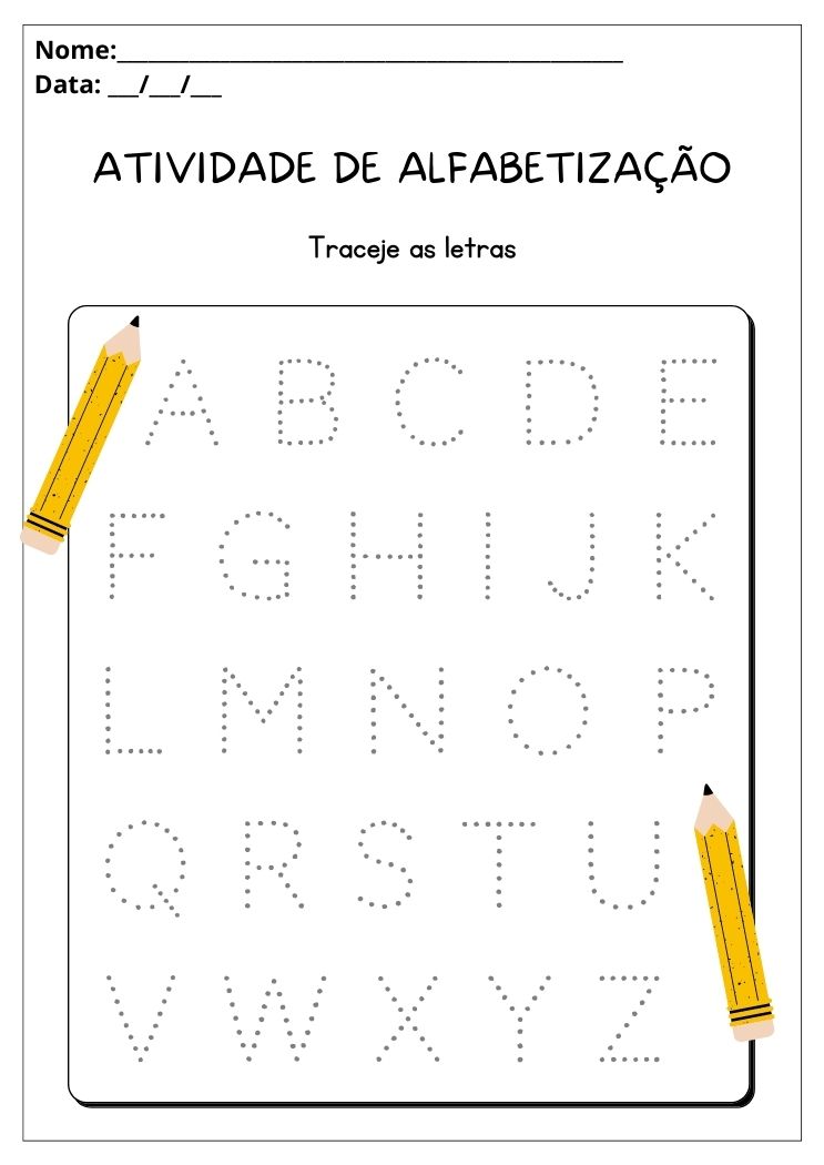Atividade de alfabetização trace o alfabeto para imprimir