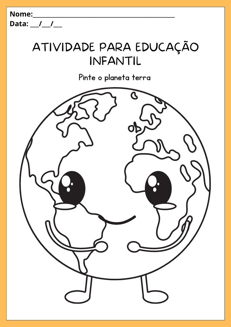 Atividade para educação infantil pinte o planeta terra para imprimir
