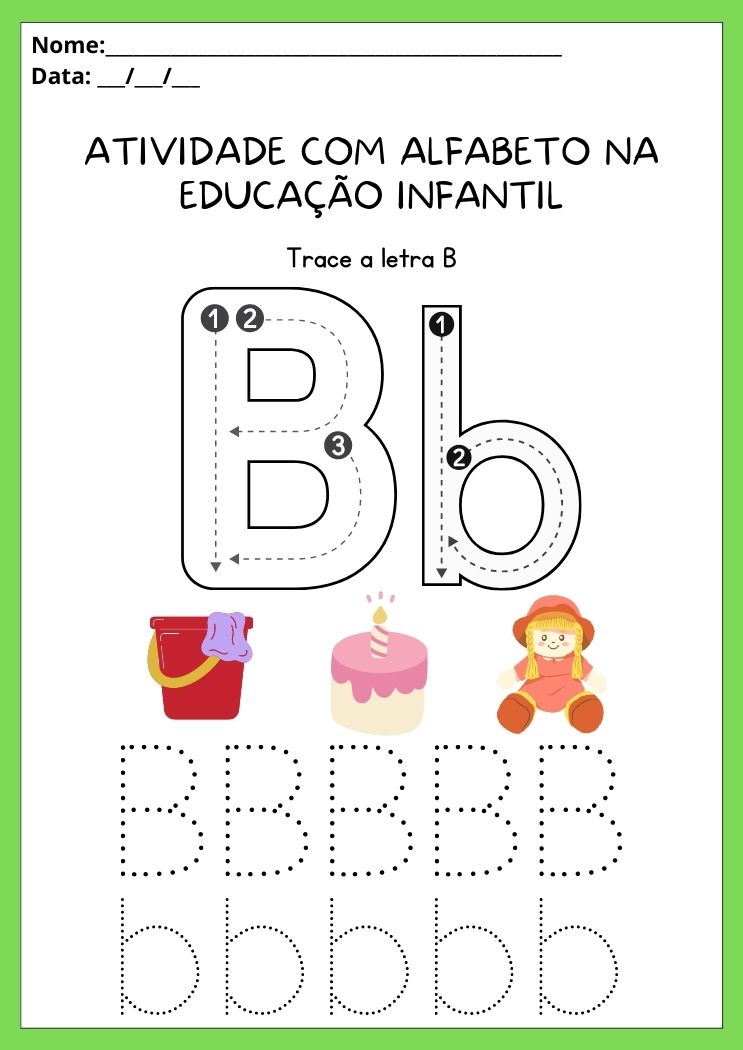 Atividades com alfabeto na educação infantil letra B maiúscula e minúscula