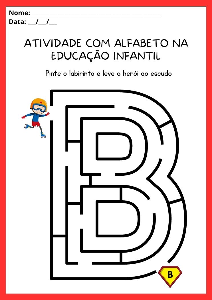 Atividades com alfabeto na educação infantil letra B