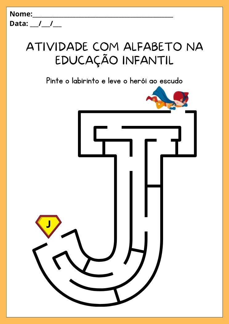 Atividades com alfabeto na educação infantil letra J