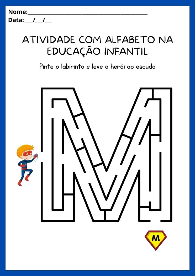 Atividades com alfabeto na educação infantil letra M