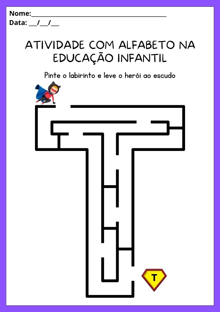 Atividades com alfabeto na educação infantil letra T