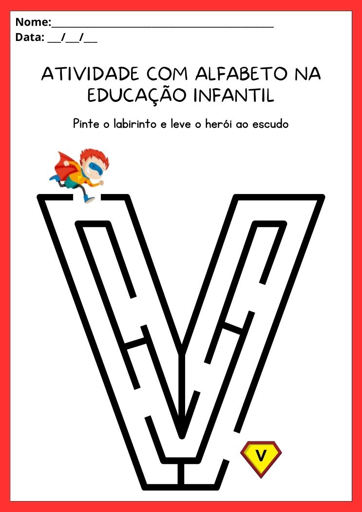 Atividades com alfabeto na educação infantil letra V