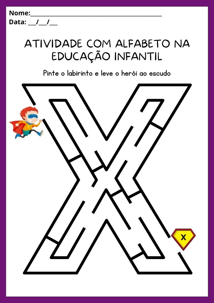 Atividades com alfabeto na educação infantil letra X