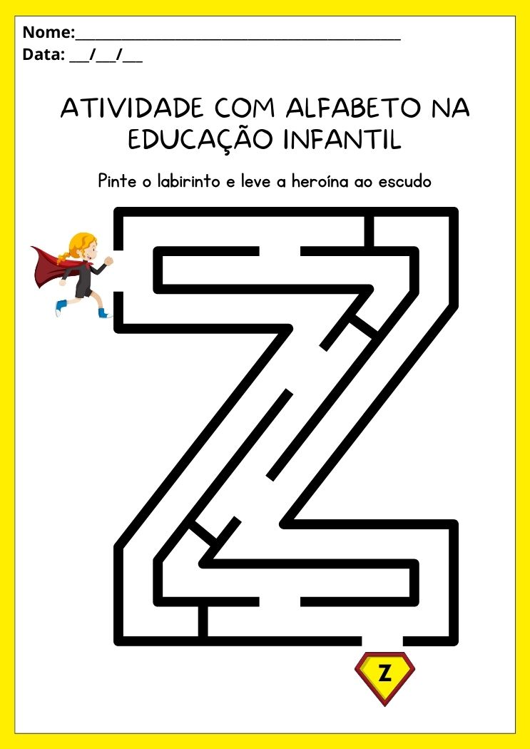 Atividades com alfabeto na educação infantil letra Z