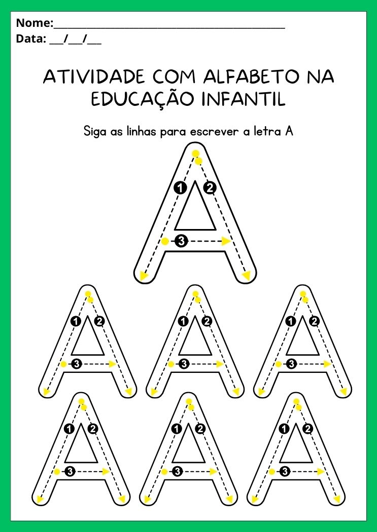 Atividades com alfabeto na educação infantil trace a letra A