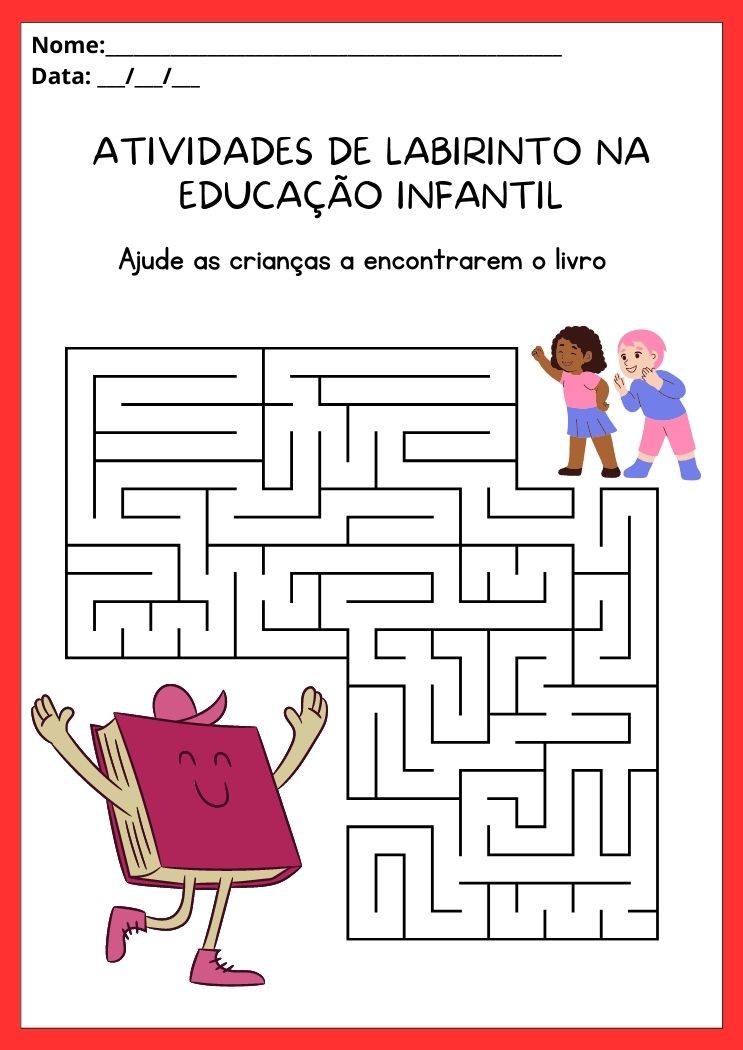 Atividades de labirinto na educação infantil ajude as crianças a encontrarem o livro