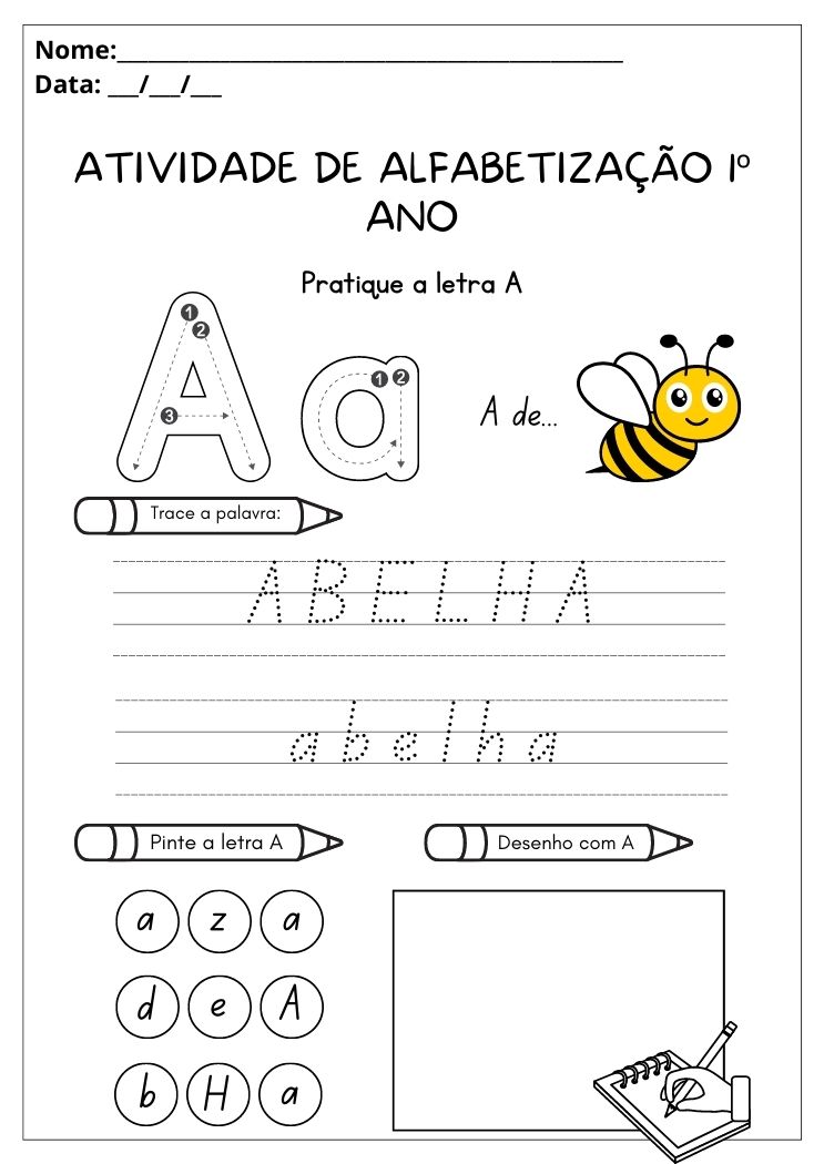 Atividade de alfabetização 1º ano atividade com a letra A para imprimir