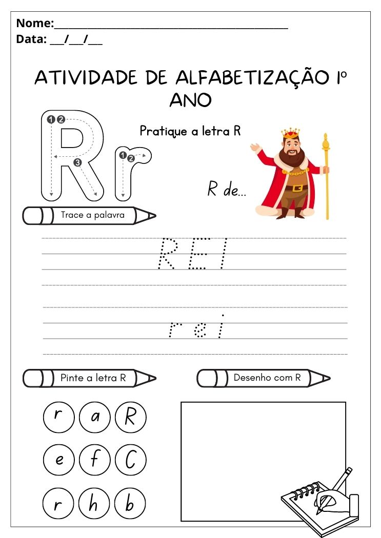 Atividade de alfabetização 1º ano atividade com a letra R para imprimir