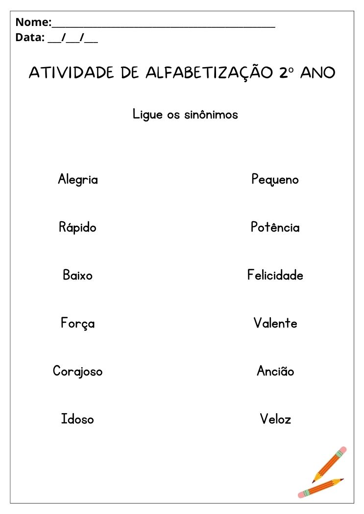 Atividades de Sinônimos e Antônimos para 2º ano (com respostas