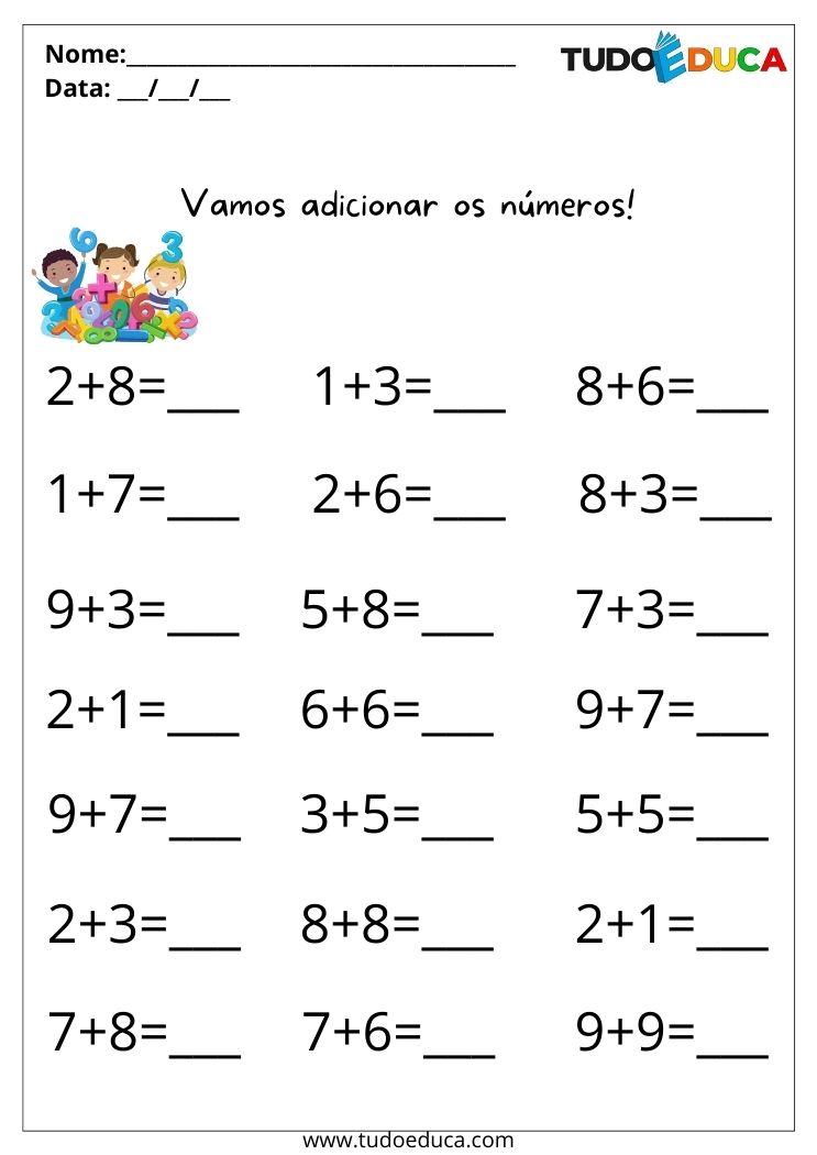 Atividade sobre Adição para a Educação Infantil