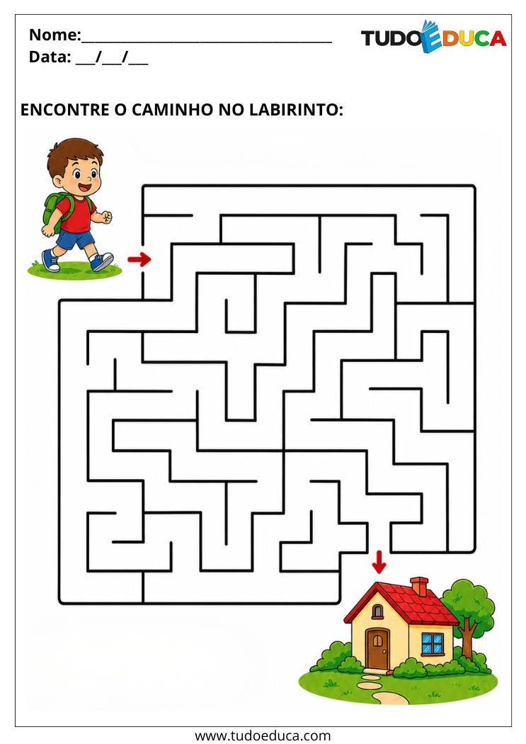 Atividade de labirinto para Alunos com Autismo