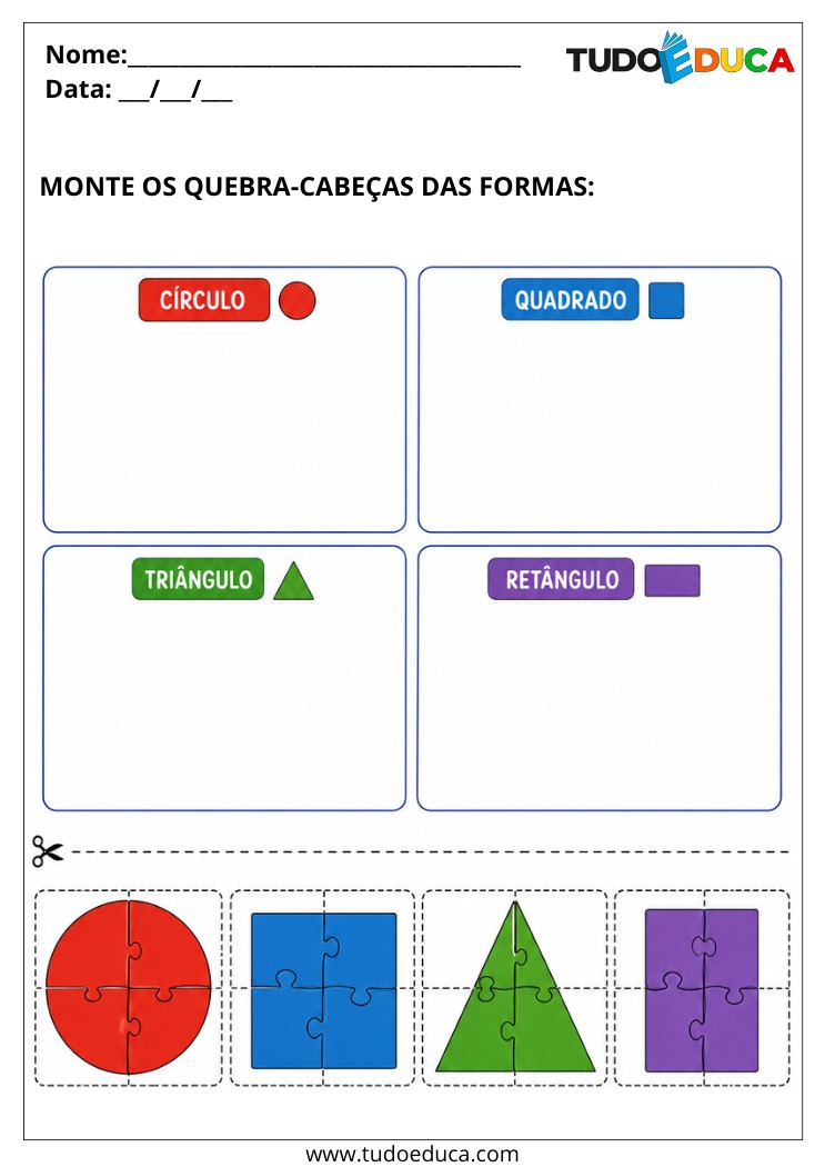 Atividade de montar quebra-cabeça para Alunos com Autismo