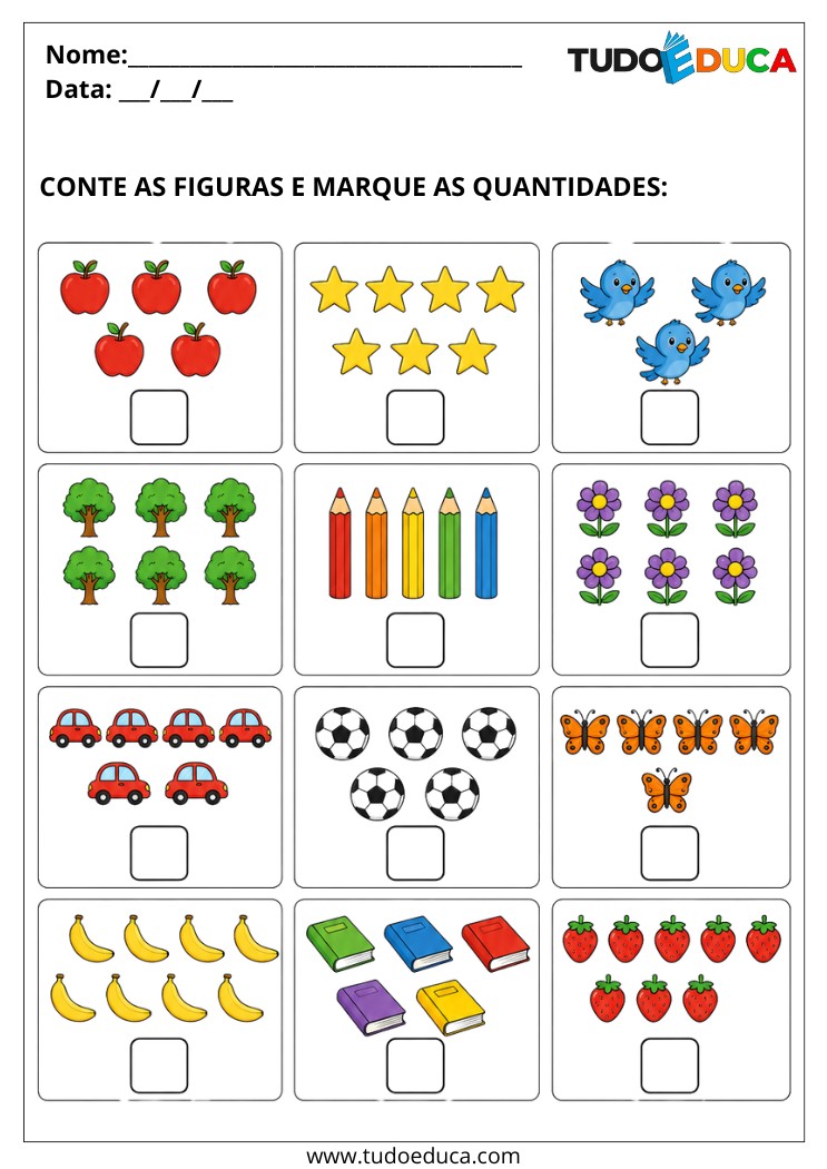 Atividade para Alunos com Autismo conte e marque as quantidades