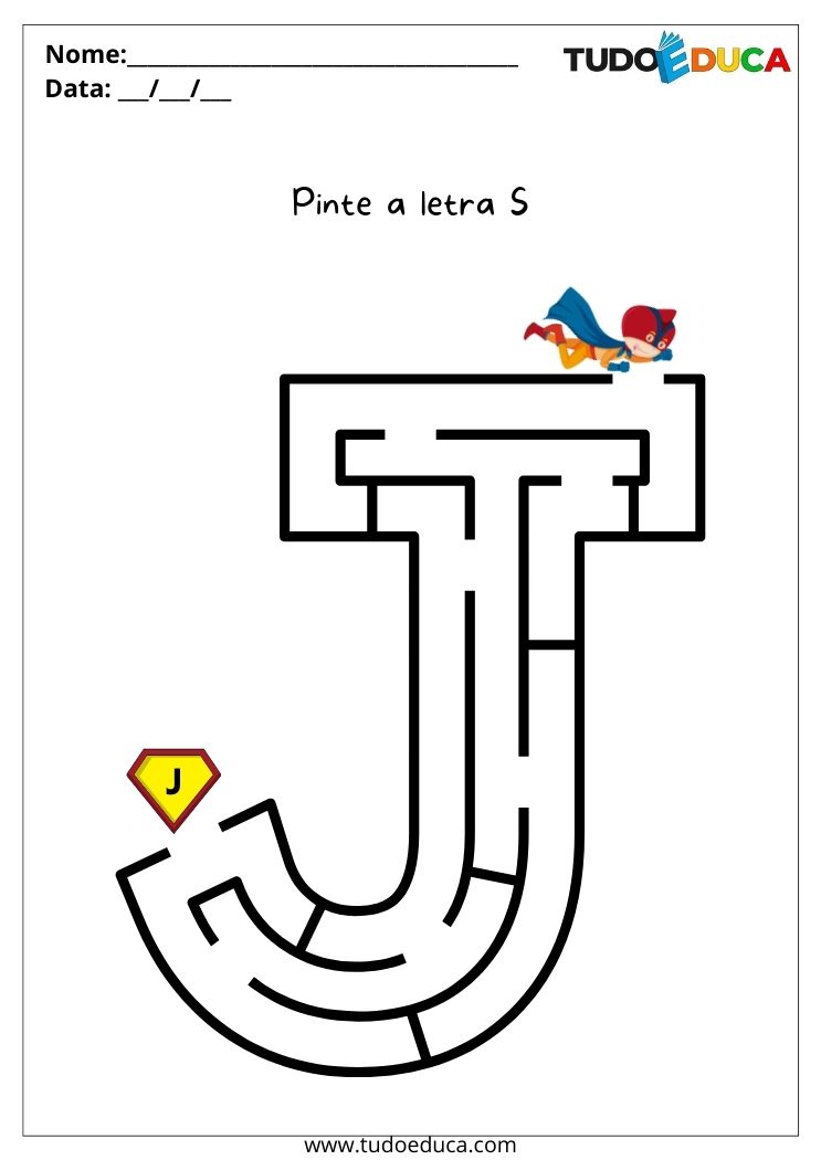 Atividade para alunos com autismo pinte a letra J para imprimir