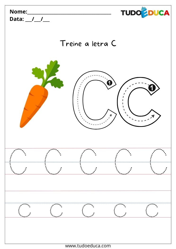 Atividade para alunos com autismo trace a letra C para imprimir