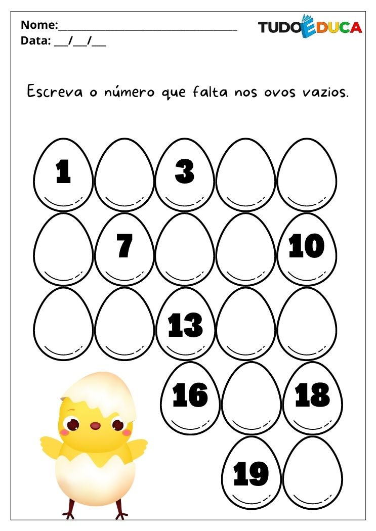 Atividades de matemática para alunos com autismo complete os ovos com os números que faltam para imprimir