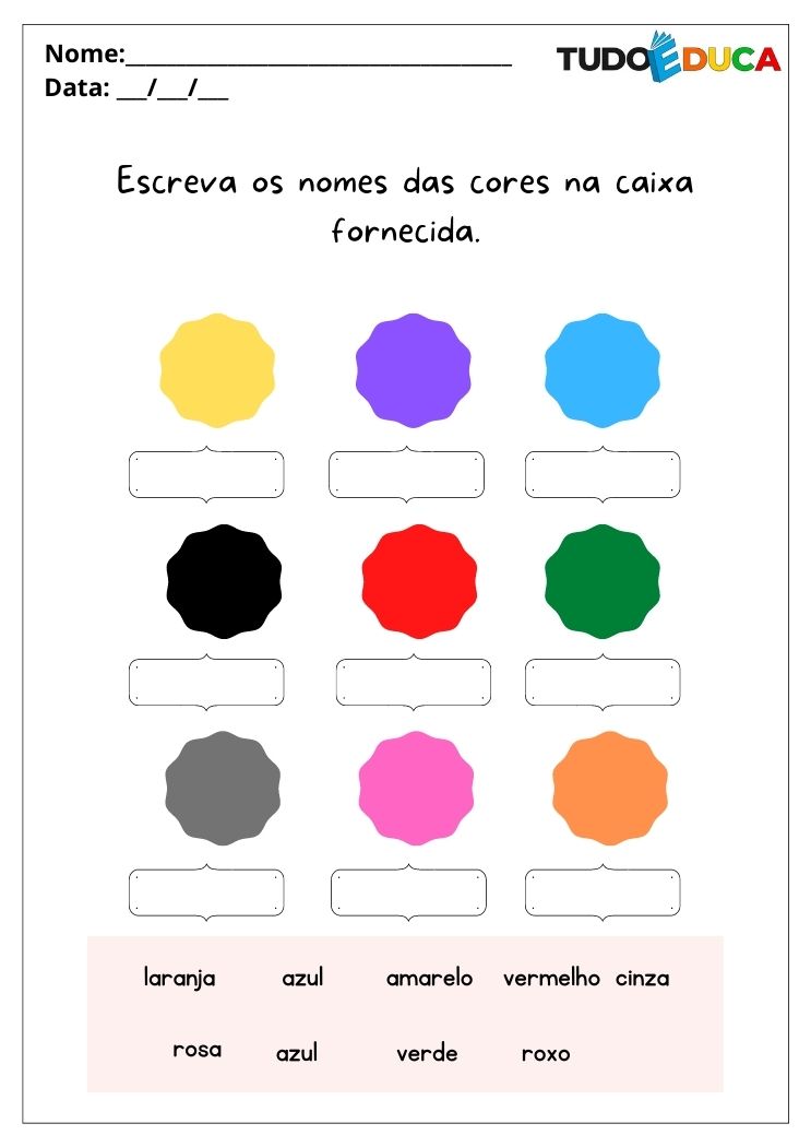 Atividades para alunos com autismo recorte o nome da cor e cole na caixa correta para imprimir