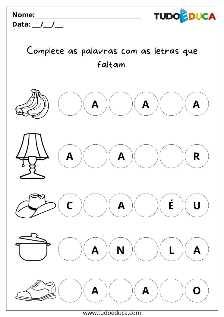 Atividade de português para alunos com síndrome de down complete as palavras com as letras que faltam para imprimir