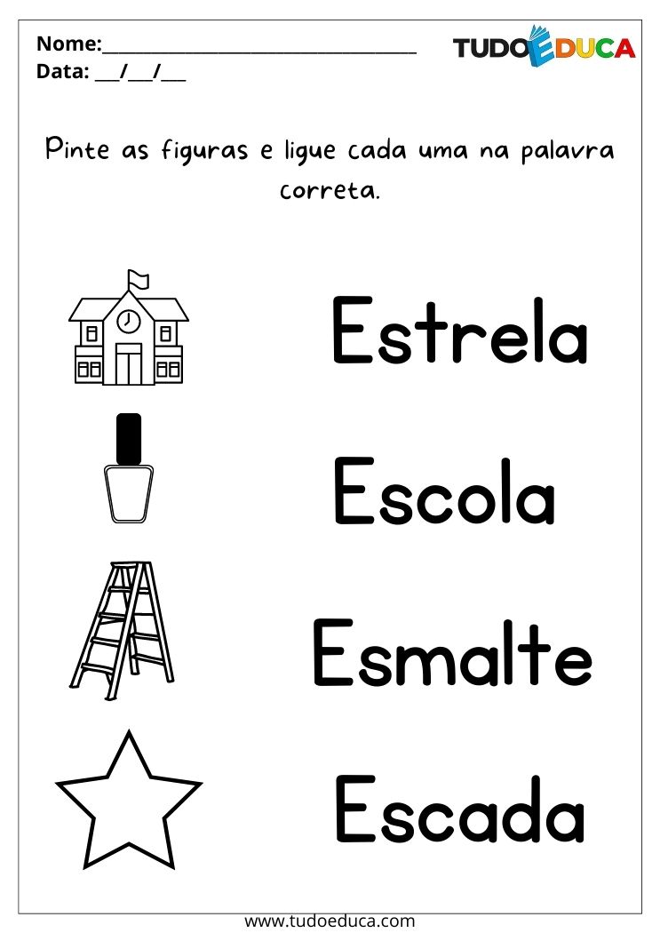 Atividade de português para alunos com síndrome de down ligue as palavras nas figuras corretas para imprimir