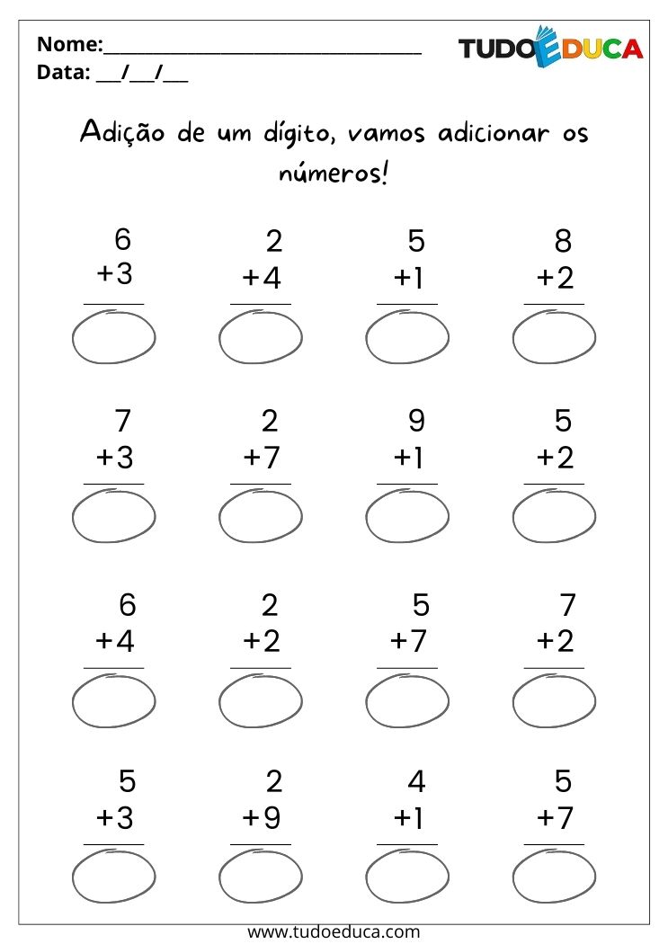 Atividades de Matemática de Adição e Subtração com Desenhos